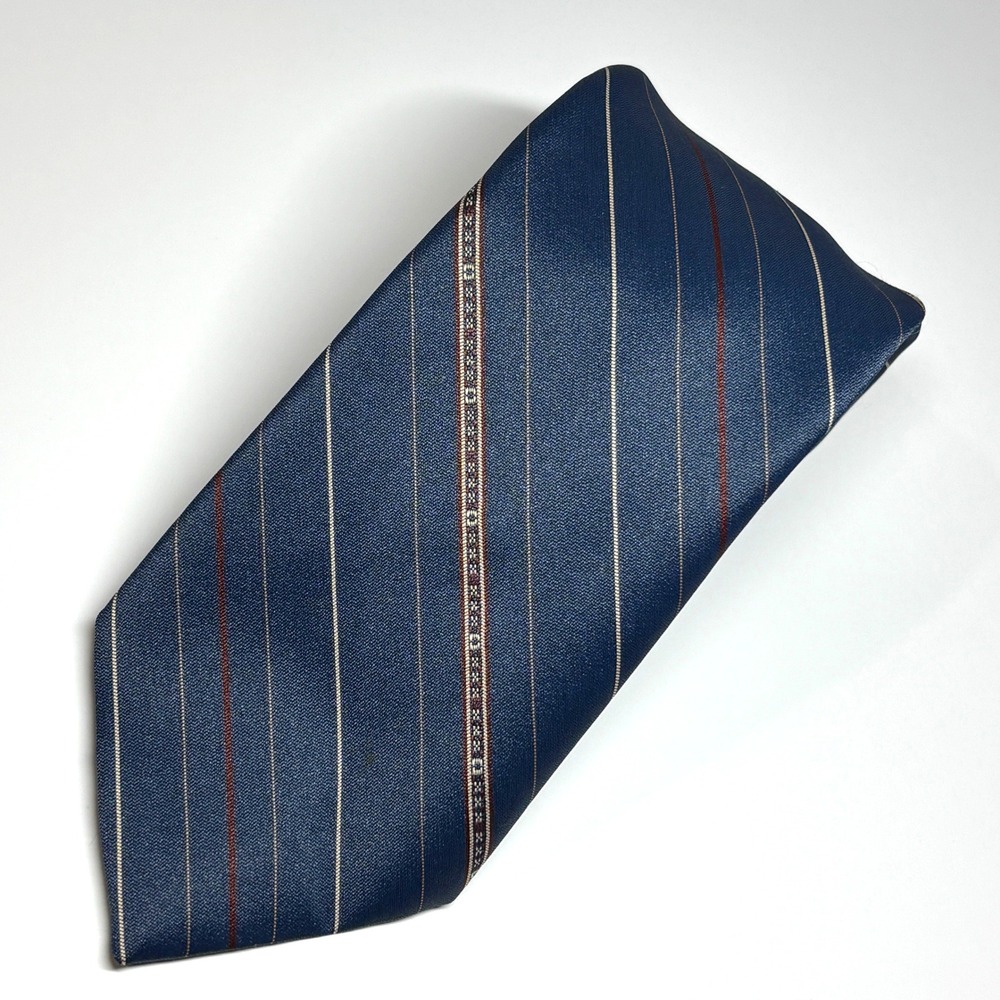 Ketch Necktie Mens OS Navy Blue Pinstripe Geometric Woven Stripe Preppy Classic